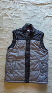 Southern Proper Mens Medium Two Tone Puffer Vest Blue Black Snap Front Outerwear